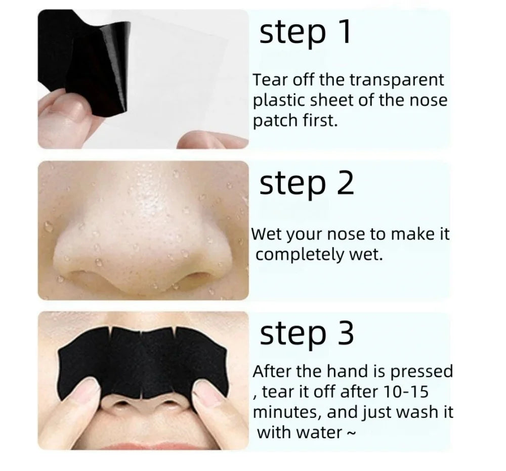 0PCS Bamboo Charcoal Blackhead Remover Nose Mask – Deep Cleansing Pore Strips