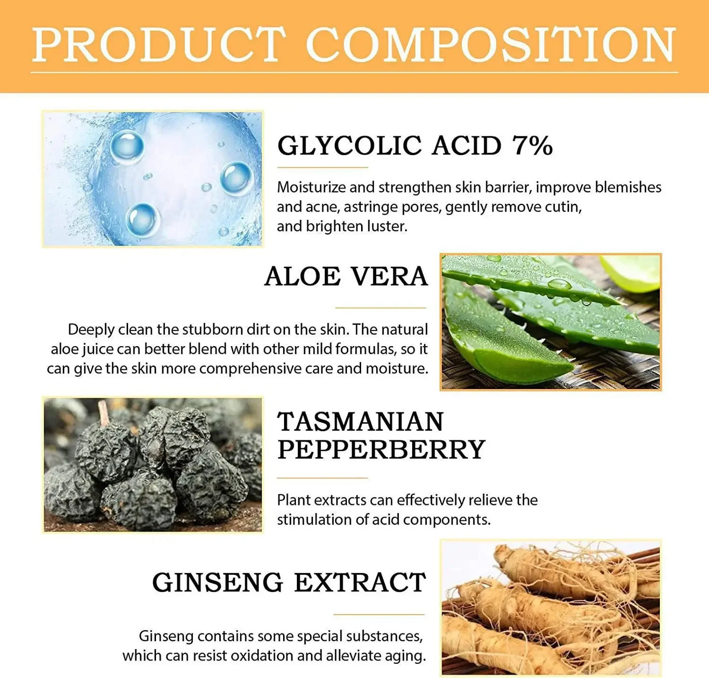 100ml Glycolic Acid 7% Toning Solution To Remove Acne and Moisturize Skin