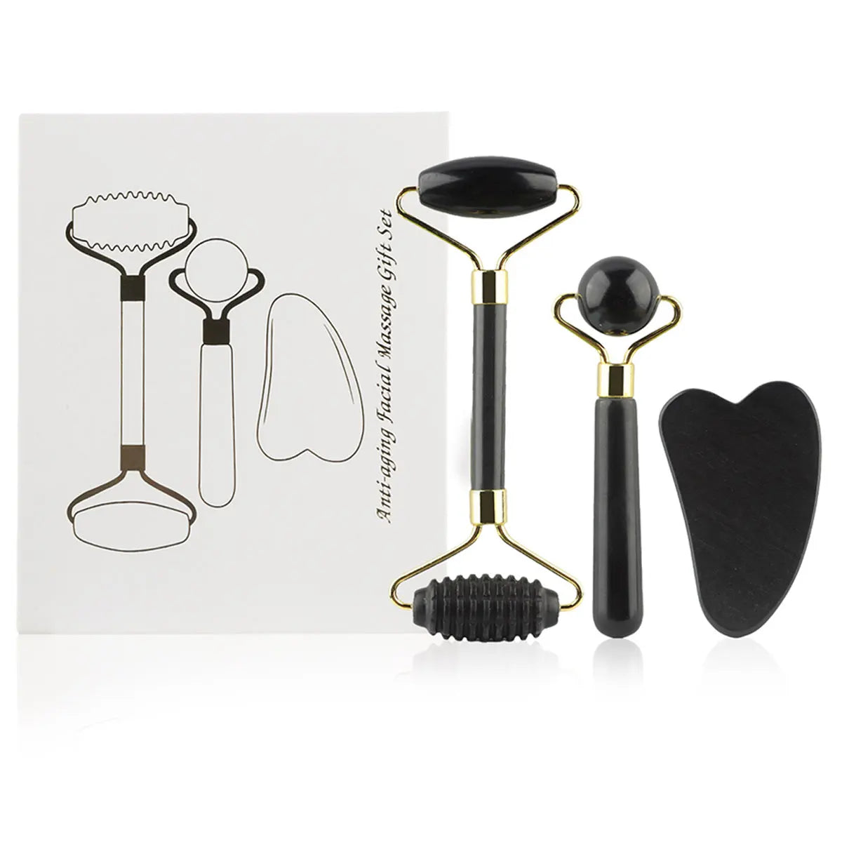 3-in-1 Jade Roller & Gua Sha Facial Massage Set