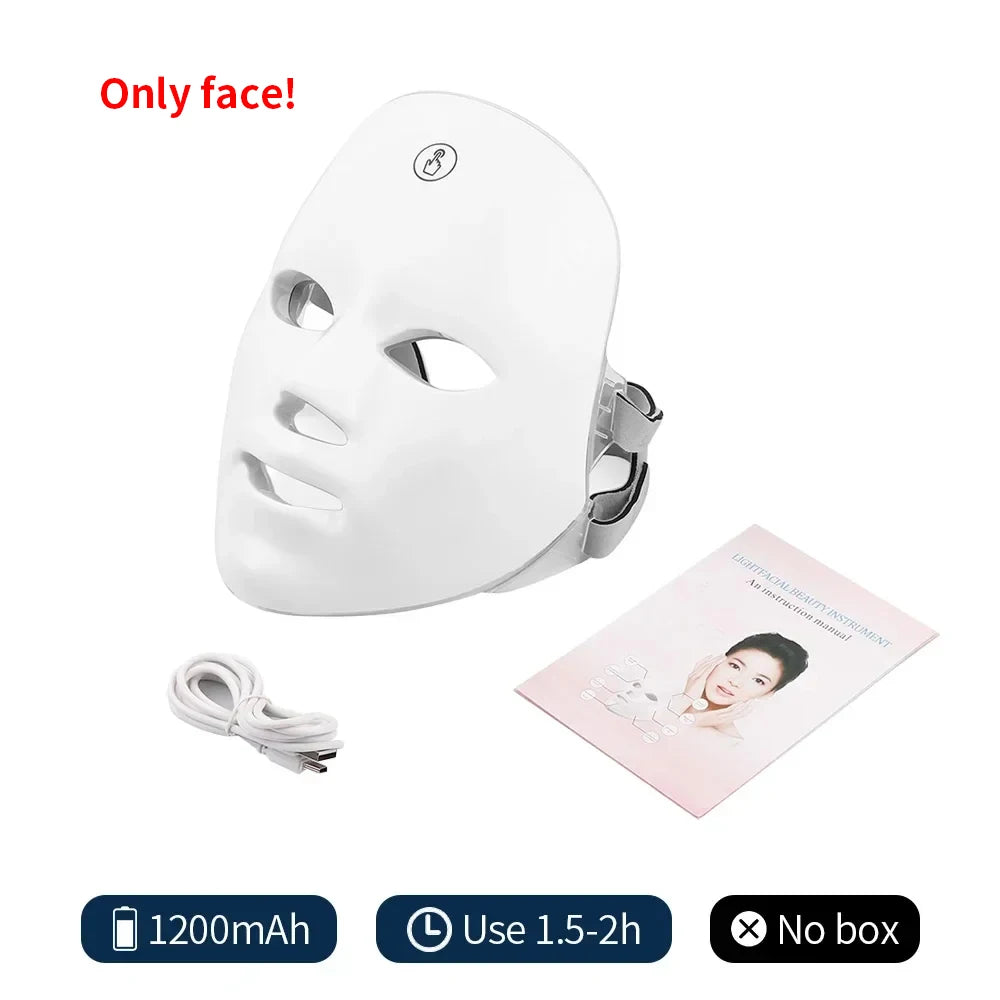 Wireless 7-Color LED Face & Neck Mask – Skin Tightening & Rejuvenation