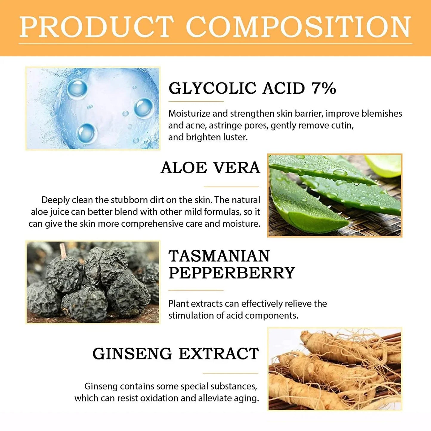 100ml Glycolic Acid 7% Toning Solution To Remove Acne and Moisturize Skin