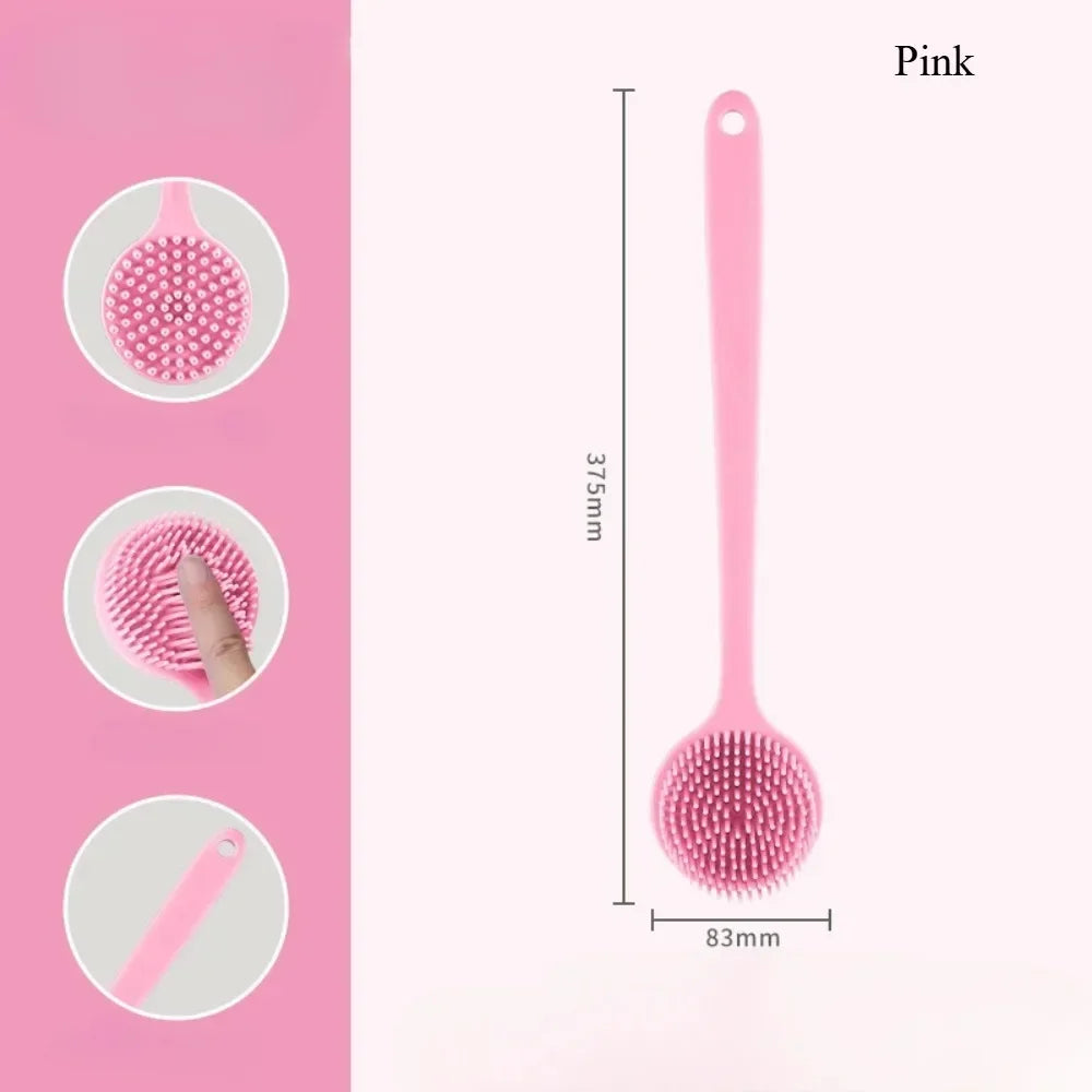 ilicone Back Scrubber with Handle – Soft Body Brush & Skin Massager for Shower Exfoliation