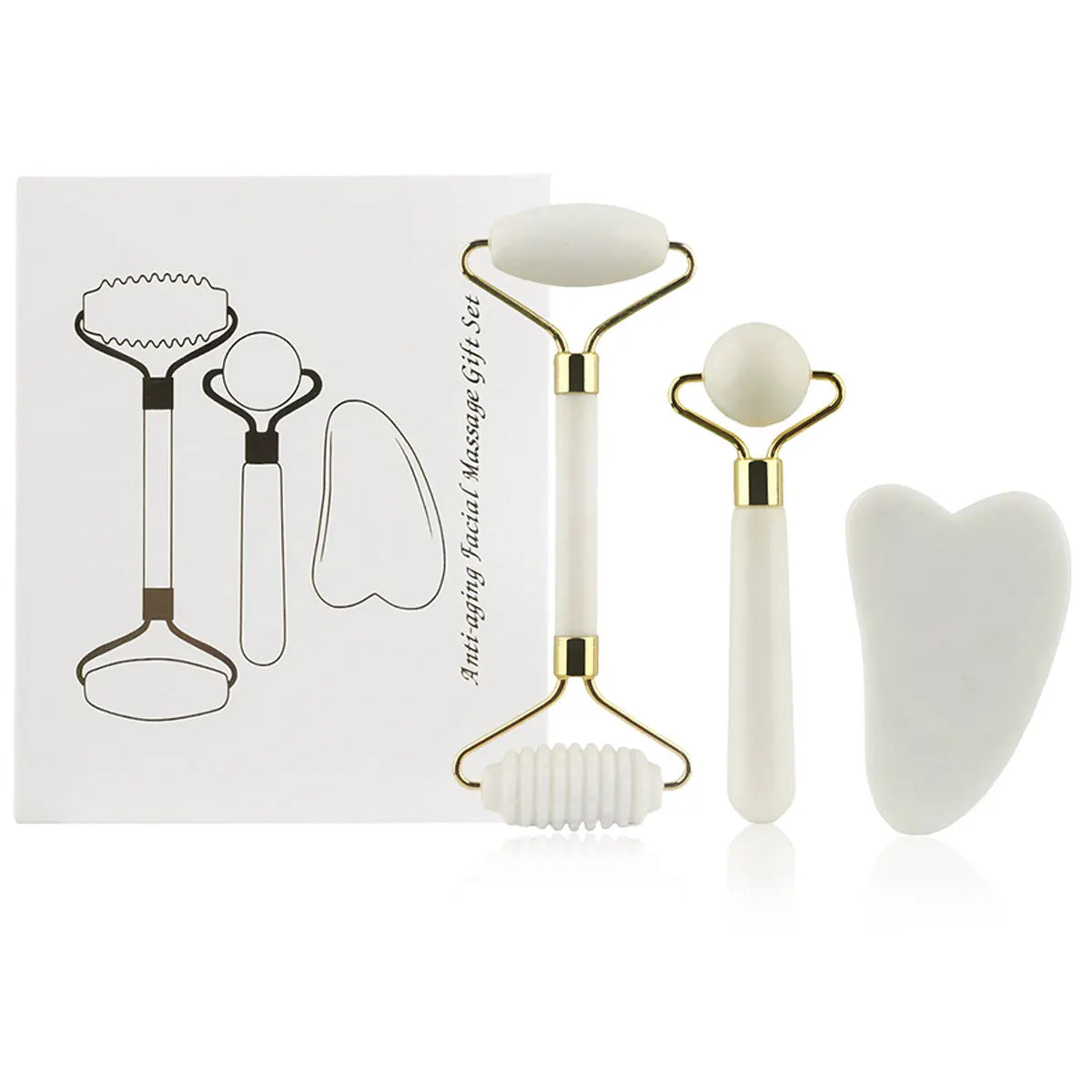 3-in-1 Jade Roller & Gua Sha Facial Massage Set