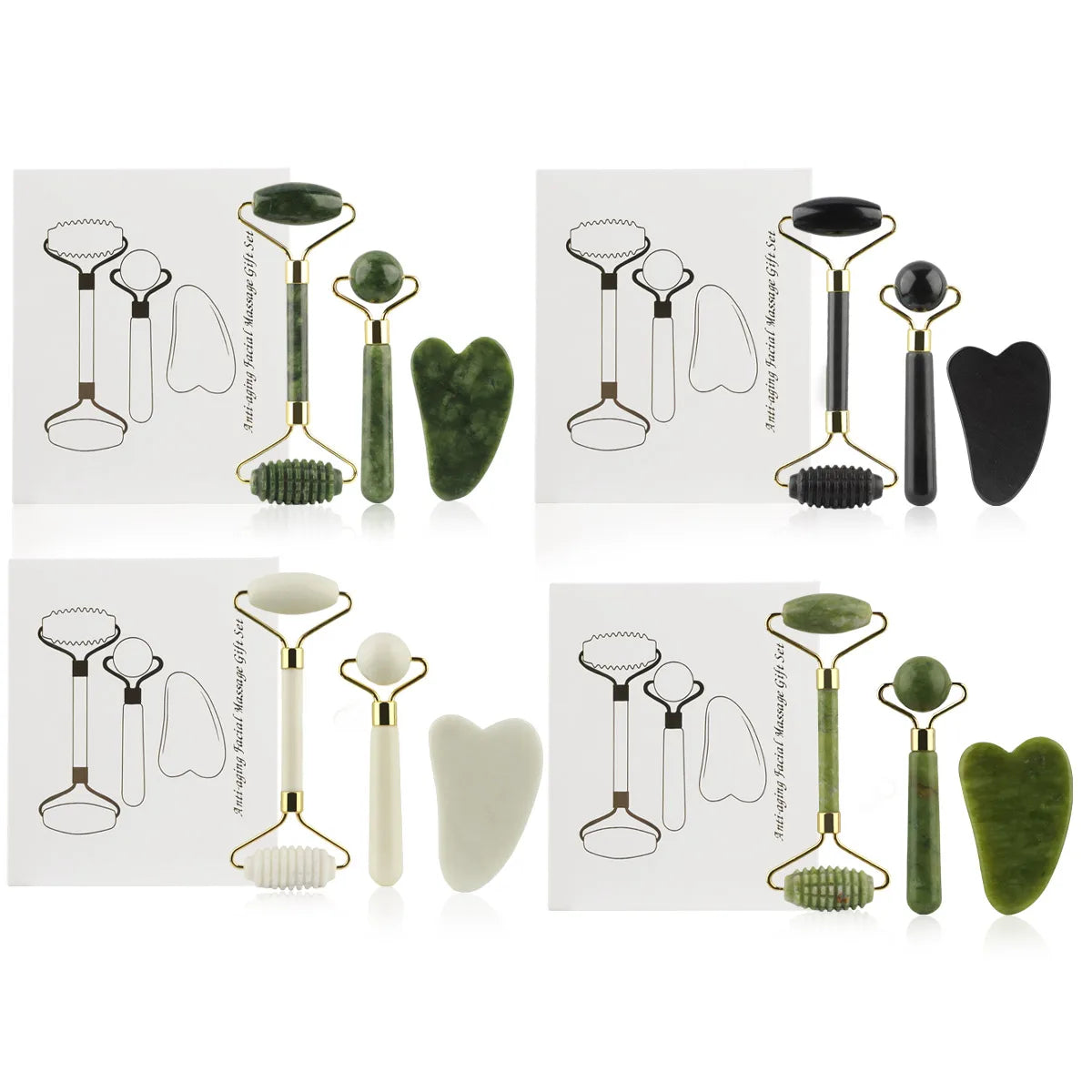 3-in-1 Jade Roller & Gua Sha Facial Massage Set