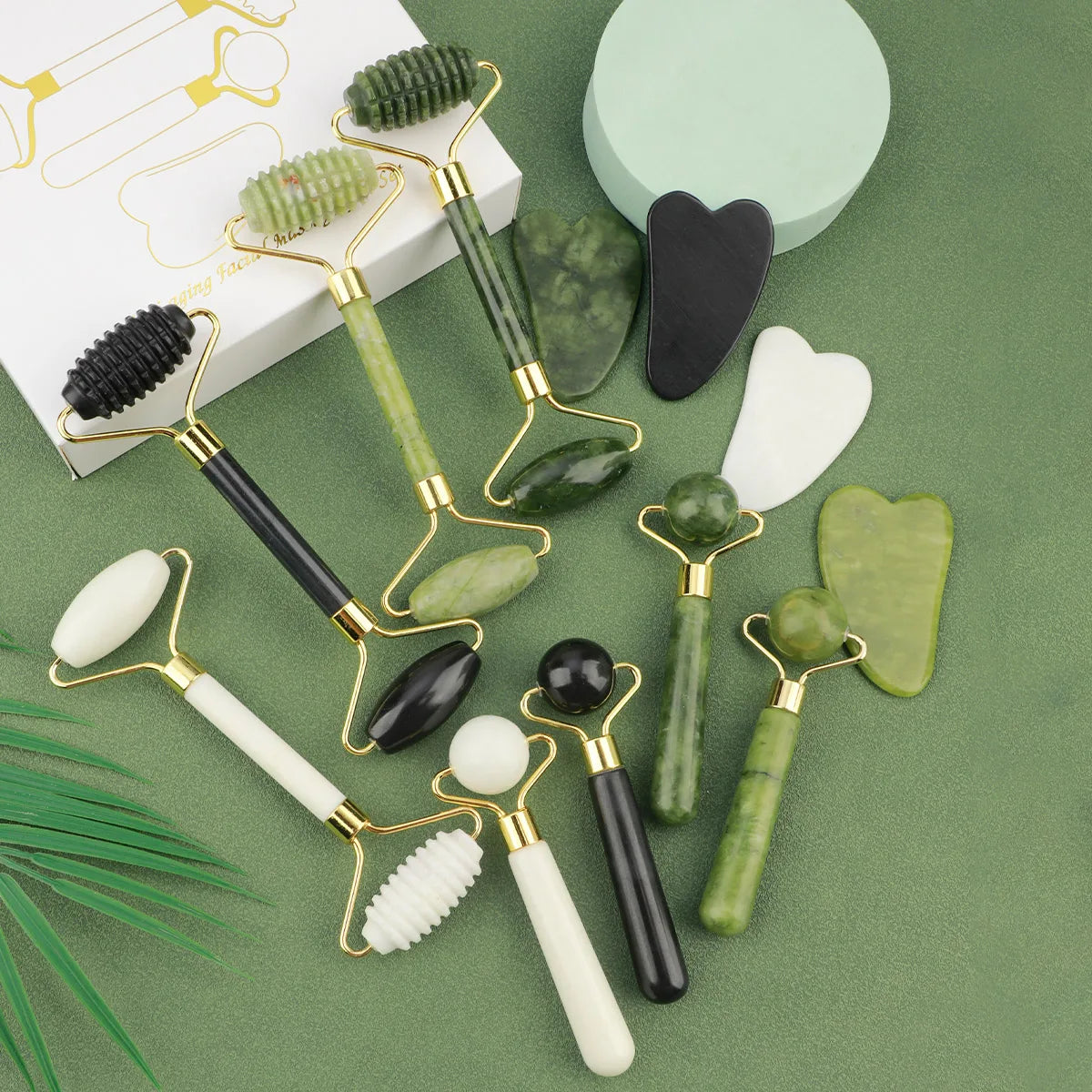 3-in-1 Jade Roller & Gua Sha Facial Massage Set
