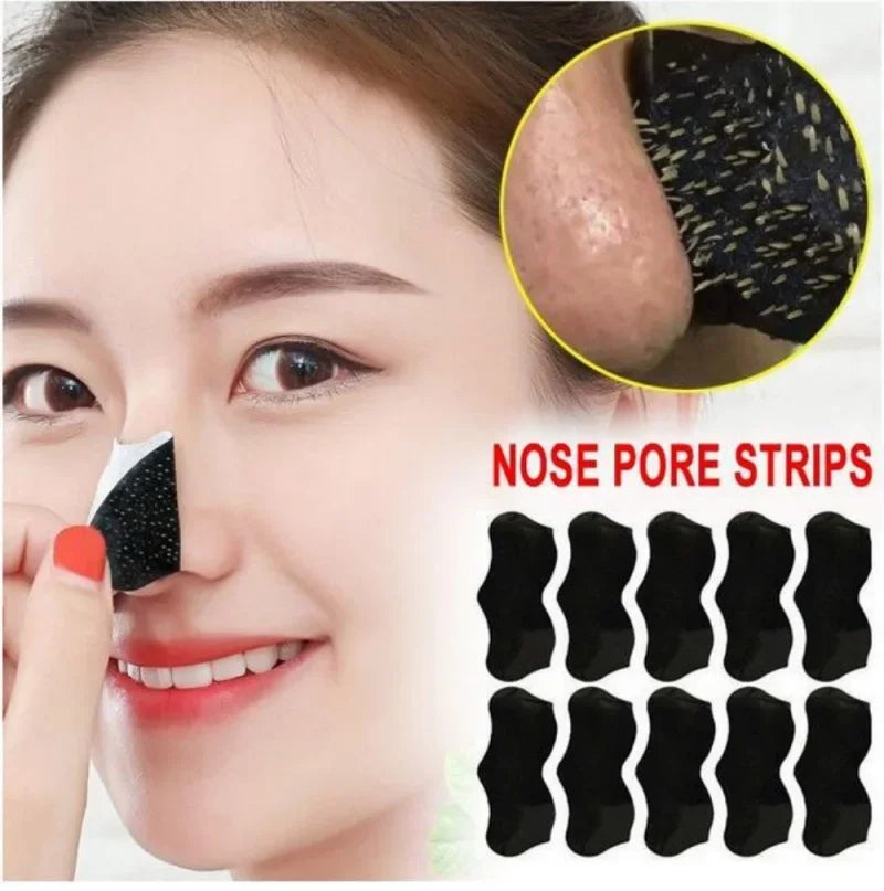 0PCS Bamboo Charcoal Blackhead Remover Nose Mask – Deep Cleansing Pore Strips