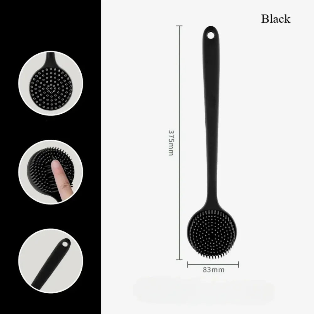 ilicone Back Scrubber with Handle – Soft Body Brush & Skin Massager for Shower Exfoliation