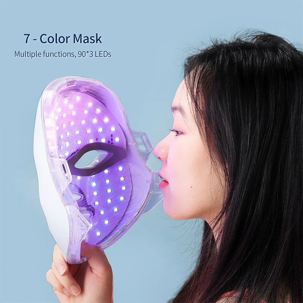 Wireless 7-Color LED Face & Neck Mask – Skin Tightening & Rejuvenation