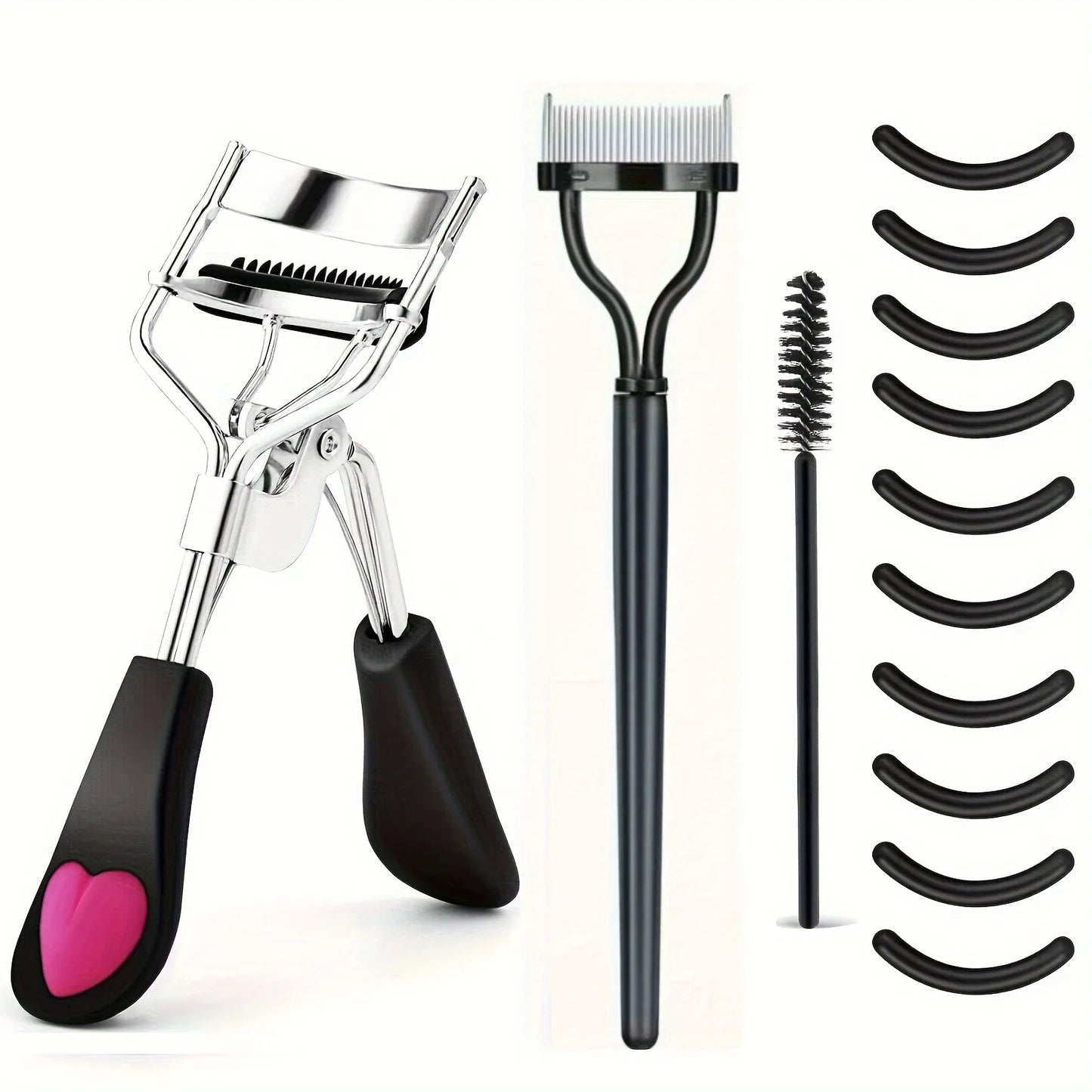 7/15pcs Eyelash Curler Set with Pads, Tweezers, Brushes & Mascara Wands for Women