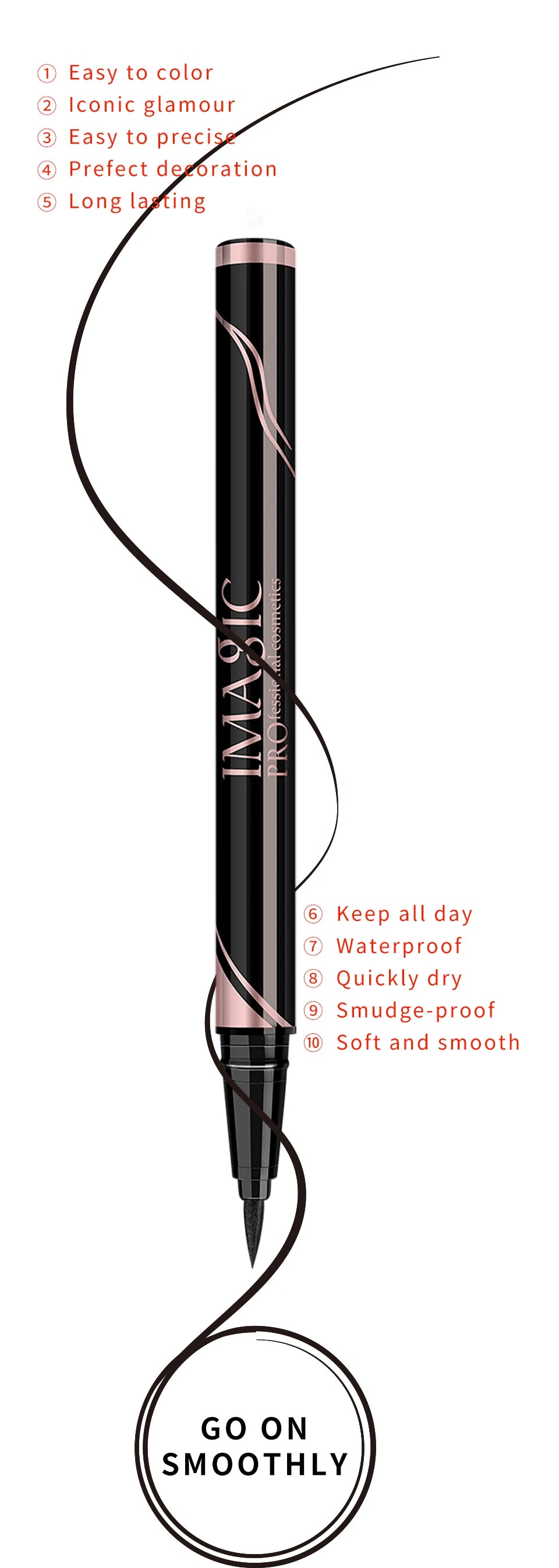 IMAGIC Waterproof Matte & Shine Eyeliner – Long-Lasting Black Pen