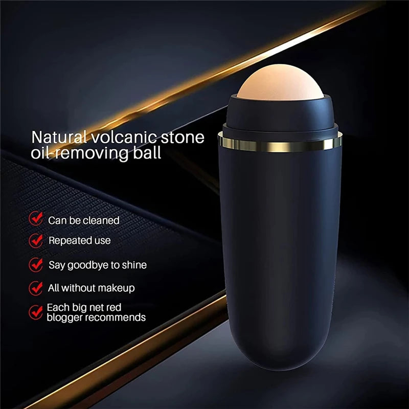Volcanic Stone Face Oil Absorbing Roller – Natural Skin Care & Pore Cleansing Tool