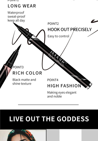 IMAGIC Waterproof Matte & Shine Eyeliner – Long-Lasting Black Pen