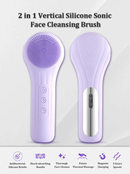 Rechargeable Sonic Facial Cleansing Brush – Waterproof Exfoliating Face Scrubber for Men & Women