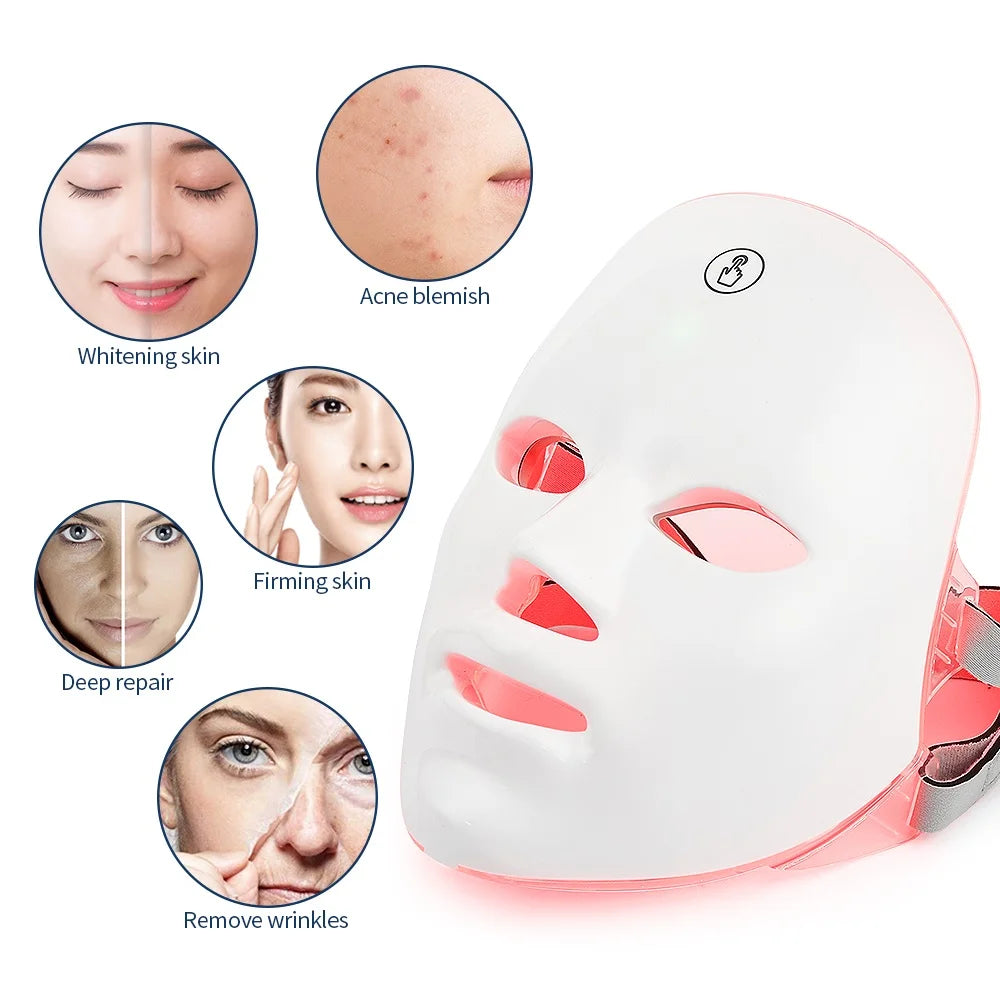 Wireless 7-Color LED Face & Neck Mask – Skin Tightening & Rejuvenation