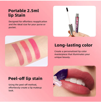 Waterproof Lip Stain – Long-Lasting Lip Pigment (2.5 ml, 3 Shades)