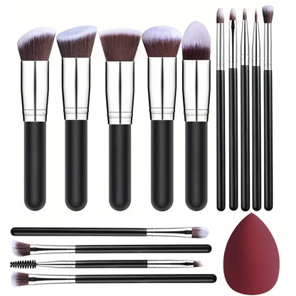 14PCS Makeup Brush Set – Soft Foundation, Powder & Eyeshadow Brushes