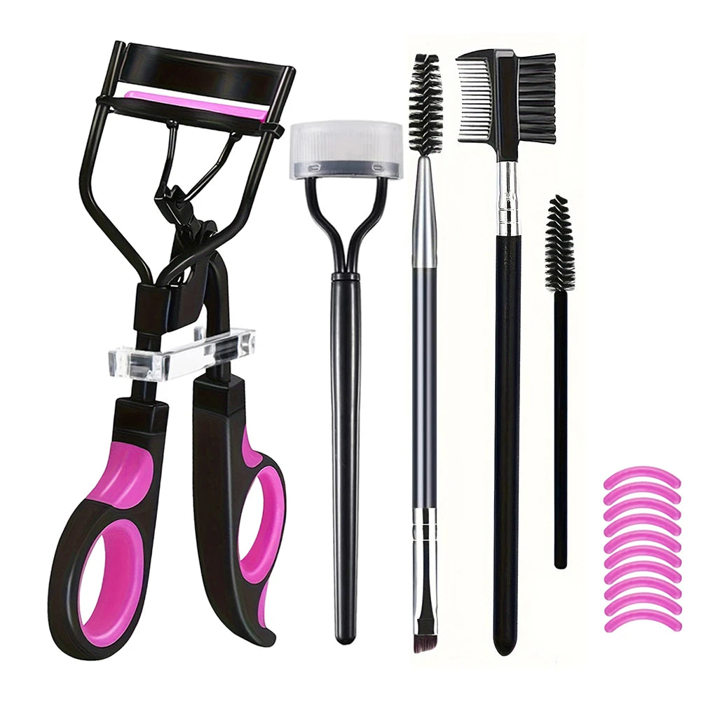 7/15pcs Eyelash Curler Set with Pads, Tweezers, Brushes & Mascara Wands for Women
