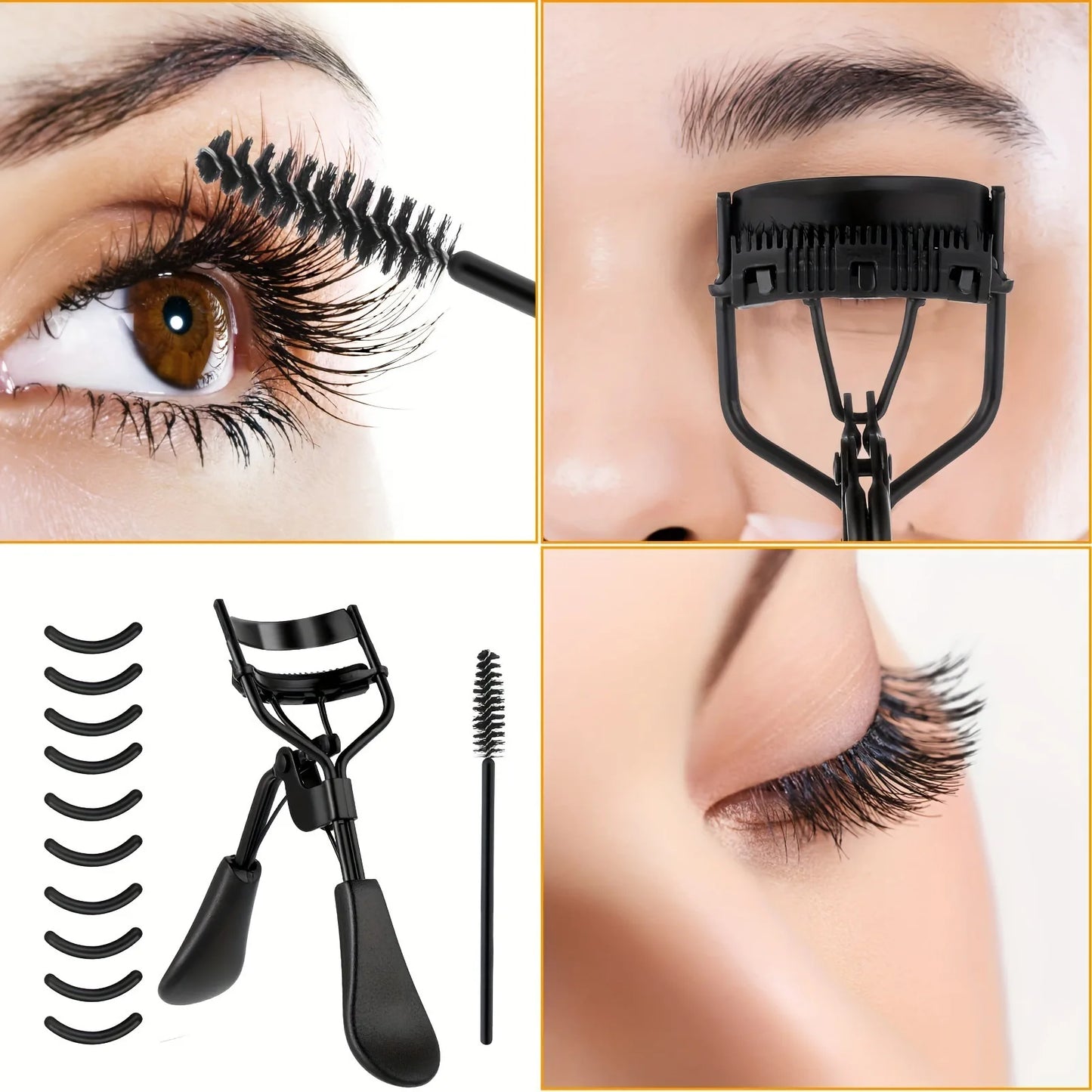 7/15pcs Eyelash Curler Set with Pads, Tweezers, Brushes & Mascara Wands for Women