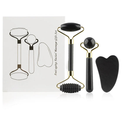 3-in-1 Jade Roller & Gua Sha Facial Massage Set