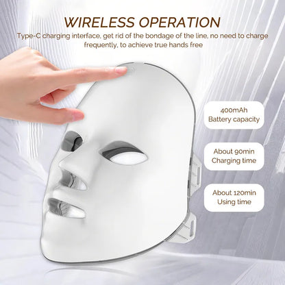Wireless 7-Color LED Face & Neck Mask – Skin Tightening & Rejuvenation