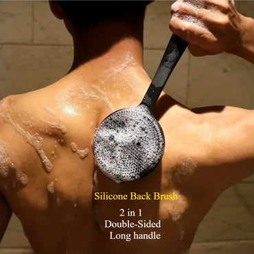 ilicone Back Scrubber with Handle – Soft Body Brush & Skin Massager for Shower Exfoliation