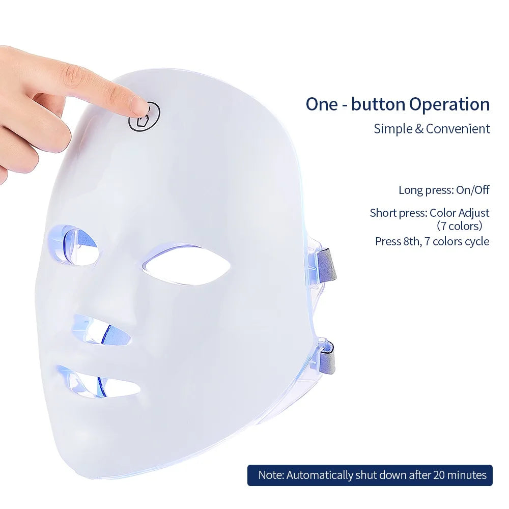 Wireless 7-Color LED Face & Neck Mask – Skin Tightening & Rejuvenation