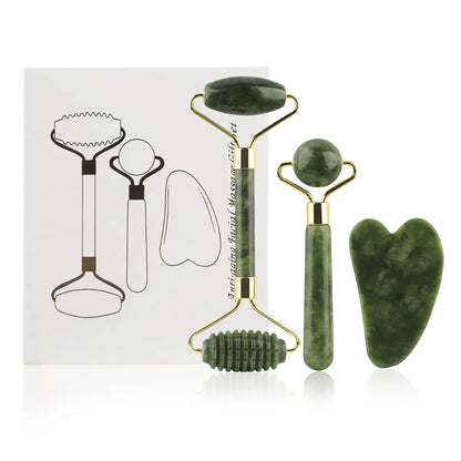 3-in-1 Jade Roller & Gua Sha Facial Massage Set