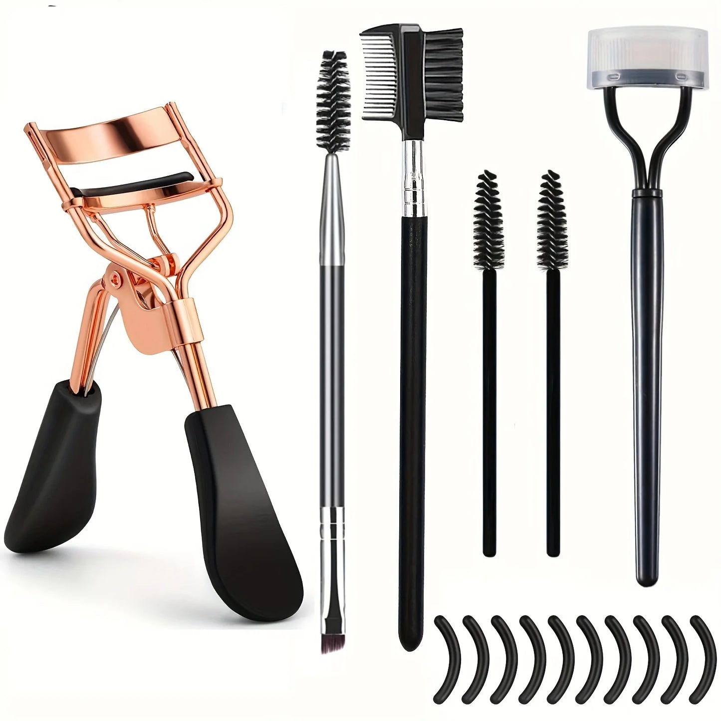 7/15pcs Eyelash Curler Set with Pads, Tweezers, Brushes & Mascara Wands for Women