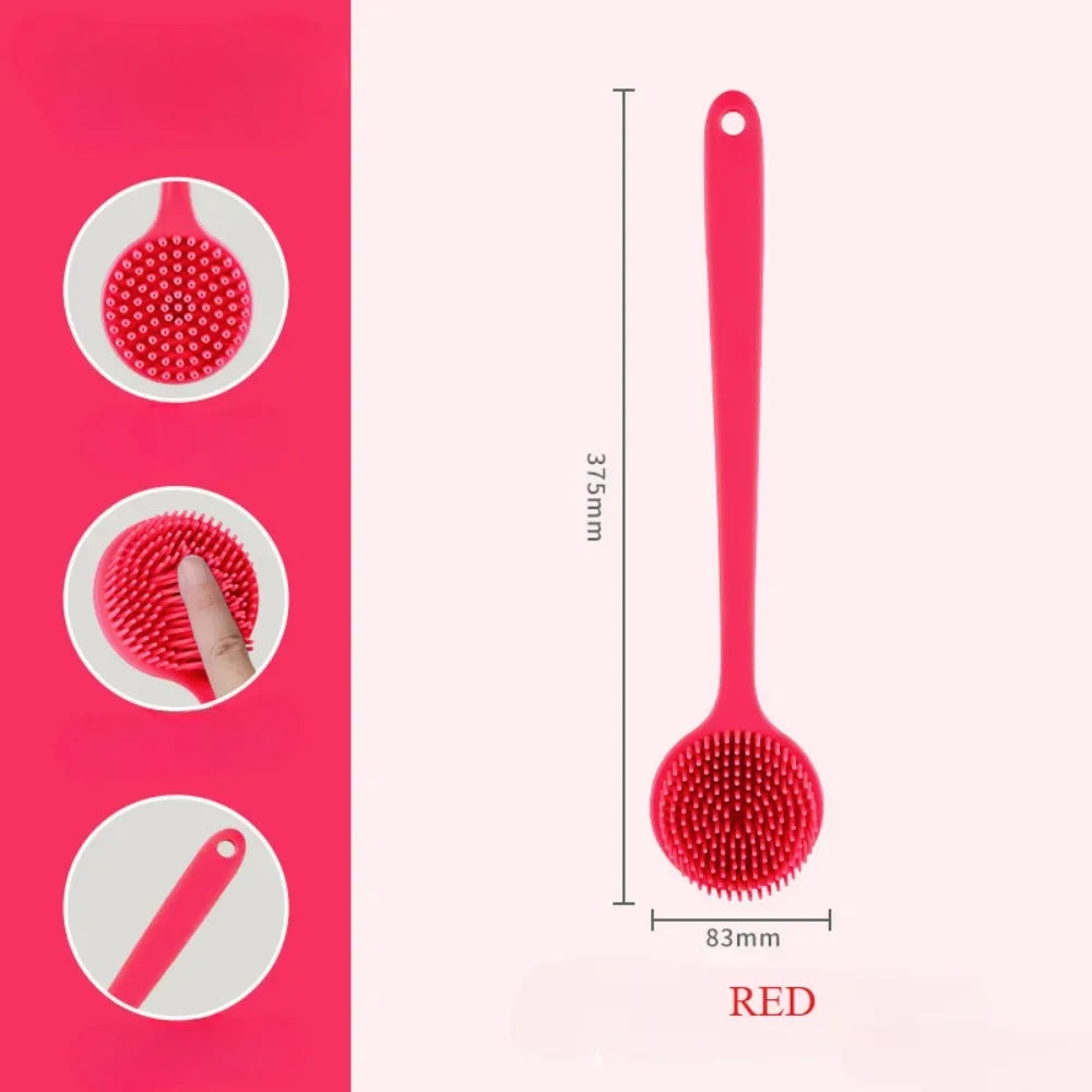 ilicone Back Scrubber with Handle – Soft Body Brush & Skin Massager for Shower Exfoliation