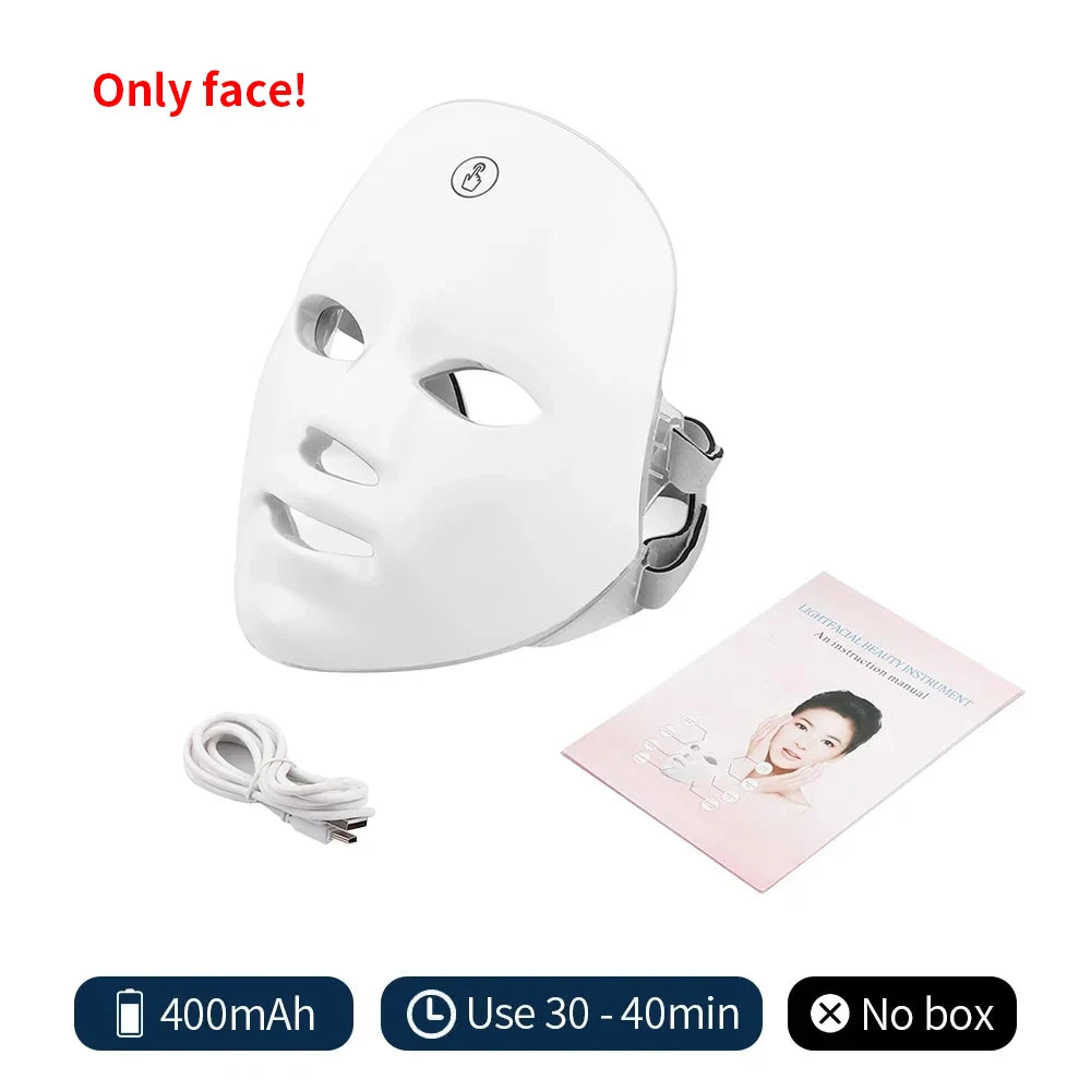 Wireless 7-Color LED Face & Neck Mask – Skin Tightening & Rejuvenation