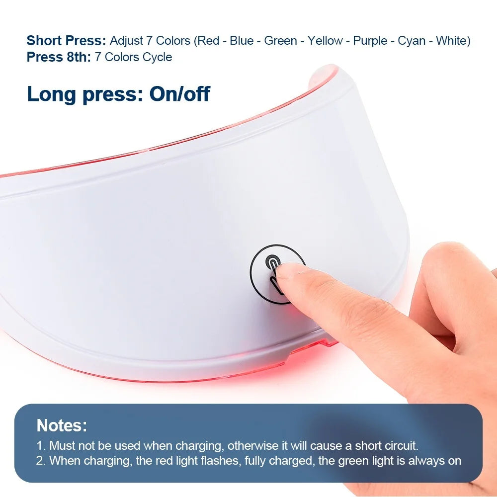 Wireless 7-Color LED Face & Neck Mask – Skin Tightening & Rejuvenation