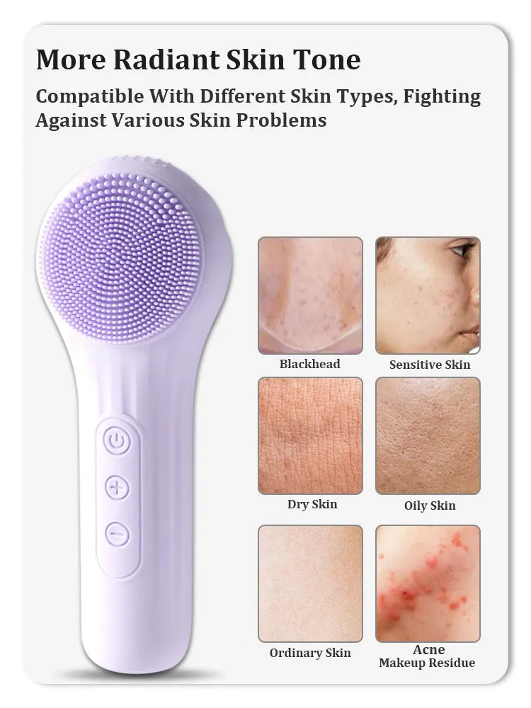 Rechargeable Sonic Facial Cleansing Brush – Waterproof Exfoliating Face Scrubber for Men & Women