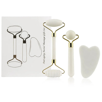 3-in-1 Jade Roller & Gua Sha Facial Massage Set
