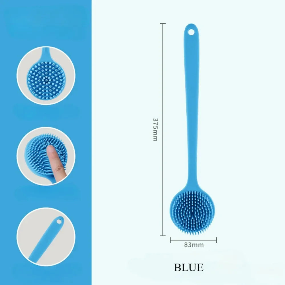 ilicone Back Scrubber with Handle – Soft Body Brush & Skin Massager for Shower Exfoliation