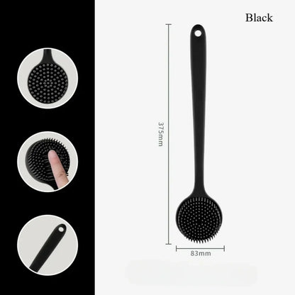 ilicone Back Scrubber with Handle – Soft Body Brush & Skin Massager for Shower Exfoliation