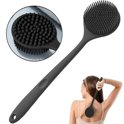 ilicone Back Scrubber with Handle – Soft Body Brush & Skin Massager for Shower Exfoliation