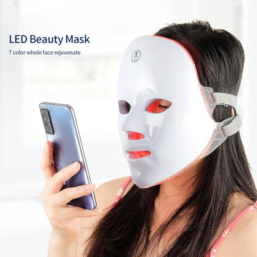 Wireless 7-Color LED Face & Neck Mask – Skin Tightening & Rejuvenation