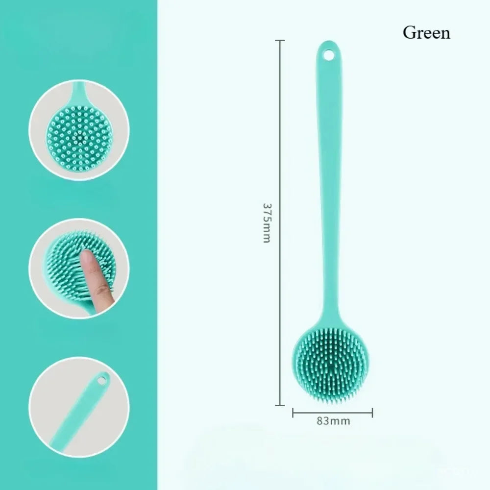 ilicone Back Scrubber with Handle – Soft Body Brush & Skin Massager for Shower Exfoliation