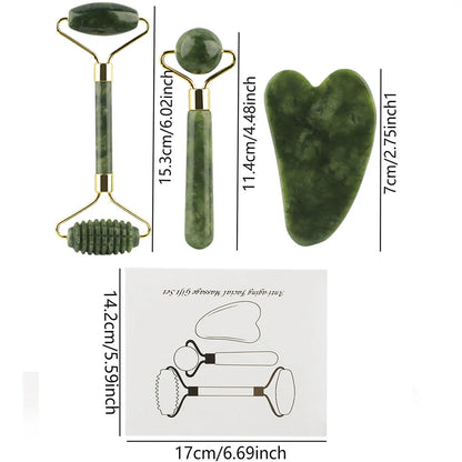 3-in-1 Jade Roller & Gua Sha Facial Massage Set