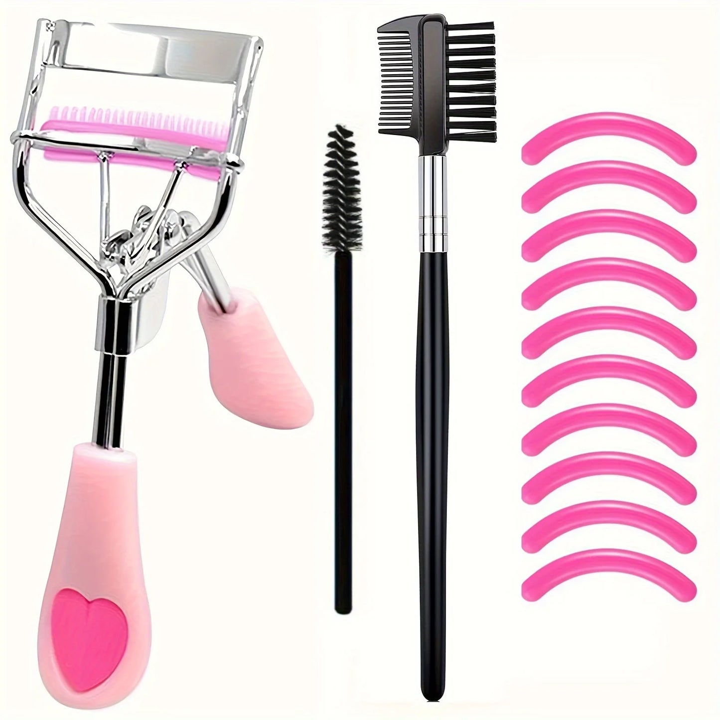 7/15pcs Eyelash Curler Set with Pads, Tweezers, Brushes & Mascara Wands for Women