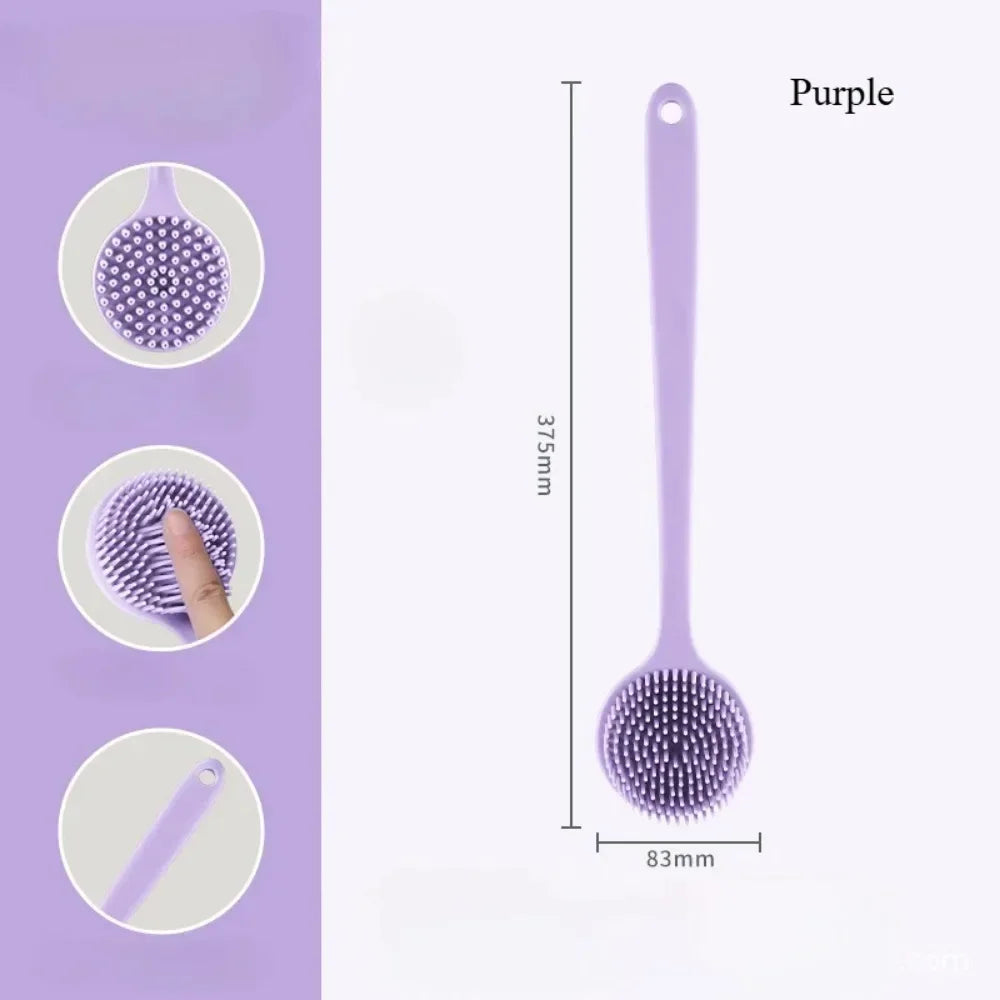 ilicone Back Scrubber with Handle – Soft Body Brush & Skin Massager for Shower Exfoliation