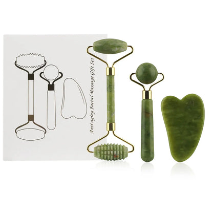 3-in-1 Jade Roller & Gua Sha Facial Massage Set