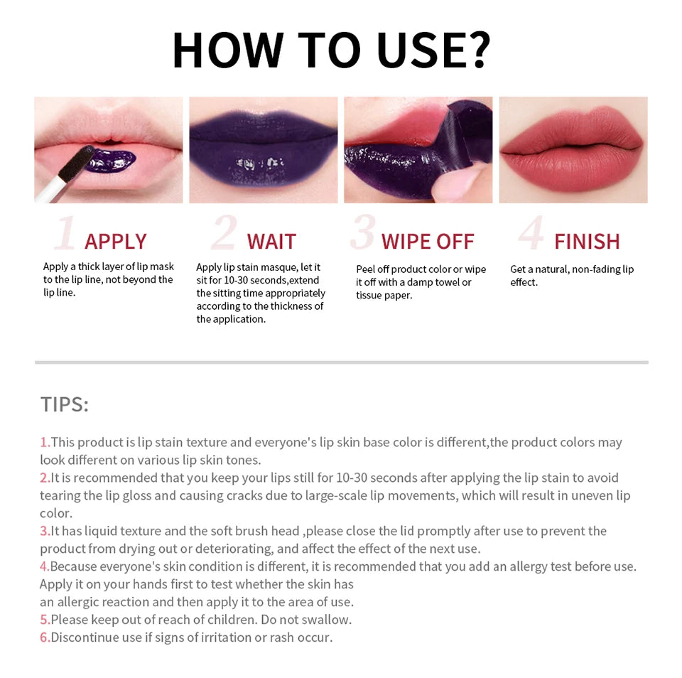 Waterproof Lip Stain – Long-Lasting Lip Pigment (2.5 ml, 3 Shades)