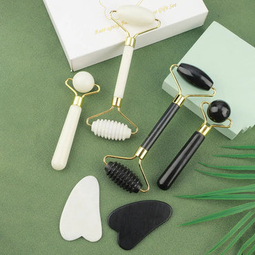 3-in-1 Jade Roller & Gua Sha Facial Massage Set