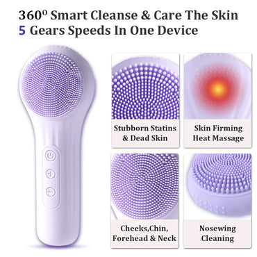 Rechargeable Sonic Facial Cleansing Brush – Waterproof Exfoliating Face Scrubber for Men & Women
