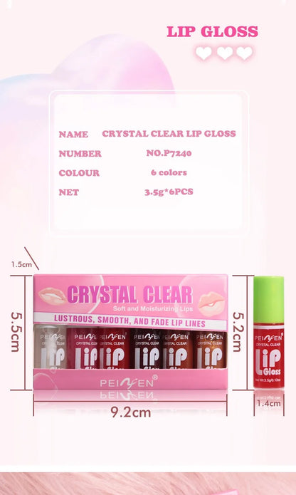 6PCS Moisturizing Lip Gloss Set – Hydrating Lip Oil, Plumper & Liquid Lipstic